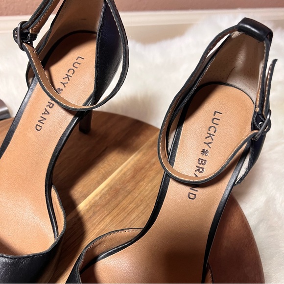 Lucky Brand Black Heels with Ankle Strap and Smooth Finish Size 7.5 - Picture 7 of 12